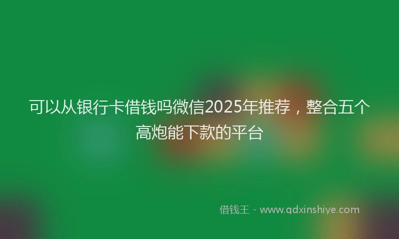 可以从银行卡借钱吗微信2025年推荐，整合五个高炮能下款的平台
