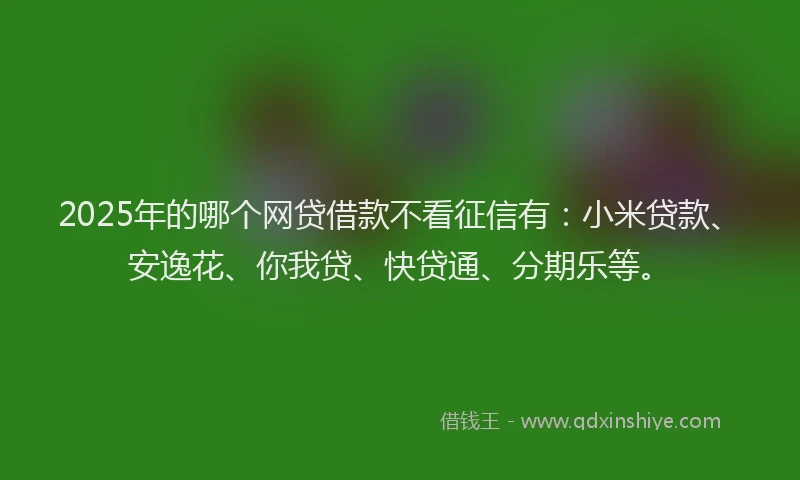 2025年的哪个网贷借款不看征信有：小米贷款、安逸花、你我贷、快贷通、分期乐等。