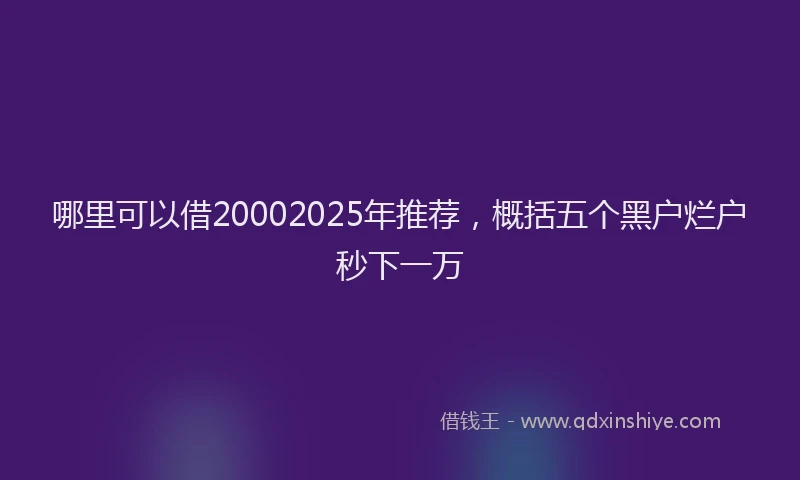 哪里可以借20002025年推荐，概括五个黑户烂户秒下一万