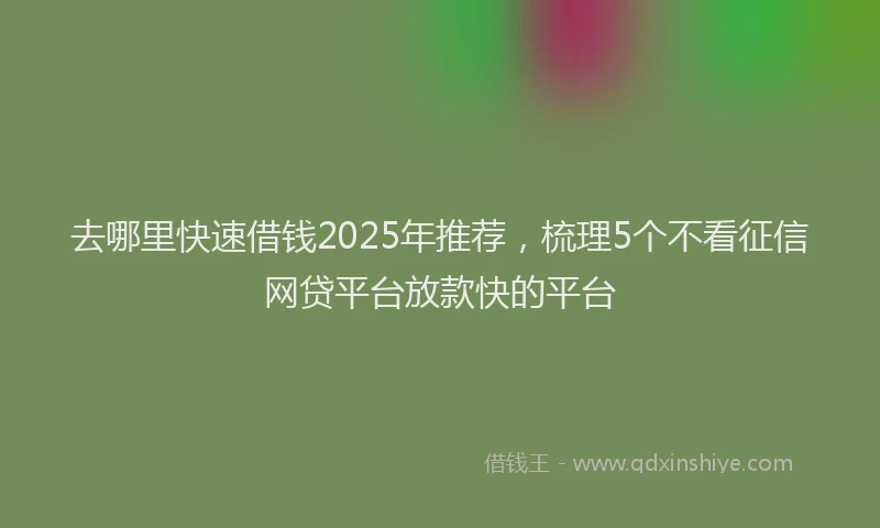 去哪里快速借钱2025年推荐，梳理5个不看征信网贷平台放款快的平台