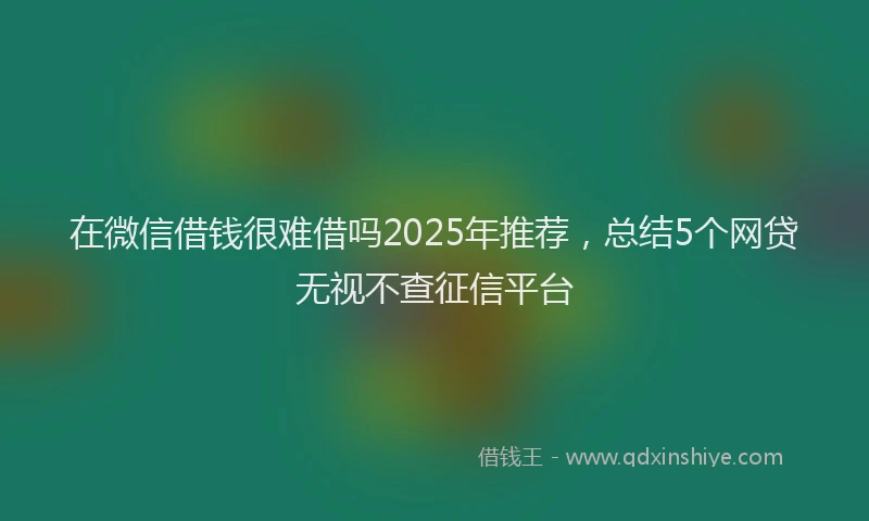 在微信借钱很难借吗2025年推荐，总结5个网贷无视不查征信平台