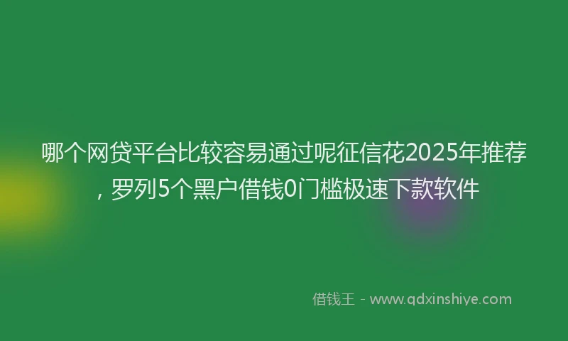 哪个网贷平台比较容易通过呢征信花2025年推荐，罗列5个黑户借钱0门槛极速下款软件