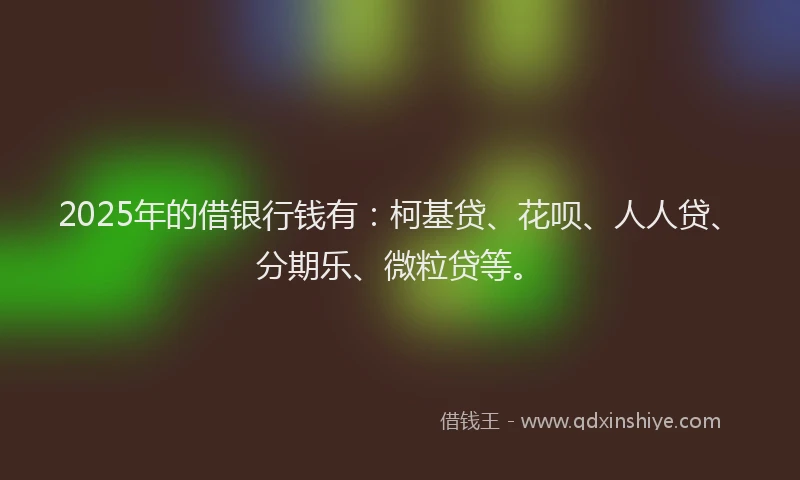2025年的借银行钱有：柯基贷、花呗、人人贷、分期乐、微粒贷等。