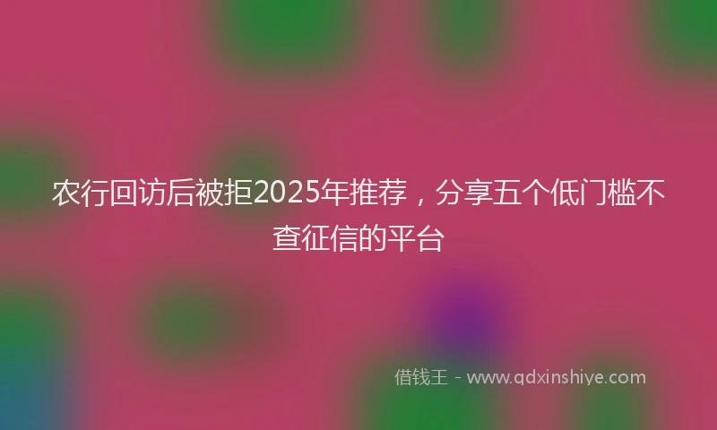 农行回访后被拒2025年推荐，分享五个低门槛不查征信的平台