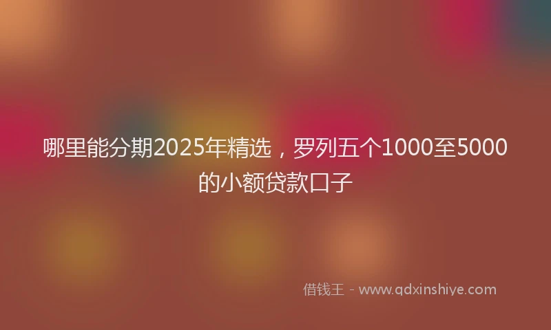 哪里能分期2025年精选，罗列五个1000至5000的小额贷款口子