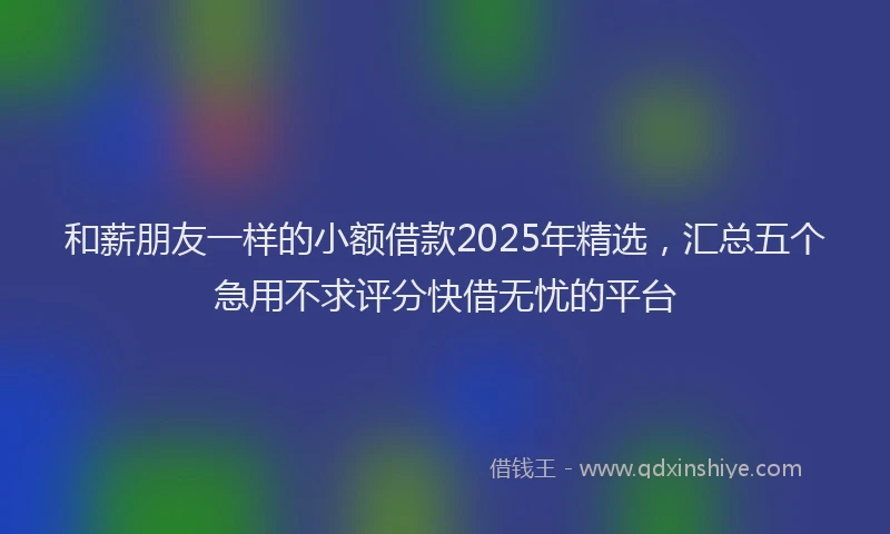 和薪朋友一样的小额借款2025年精选，汇总五个急用不求评分快借无忧的平台