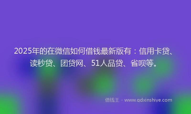2025年的在微信如何借钱最新版有：信用卡贷、读秒贷、团贷网、51人品贷、省呗等。