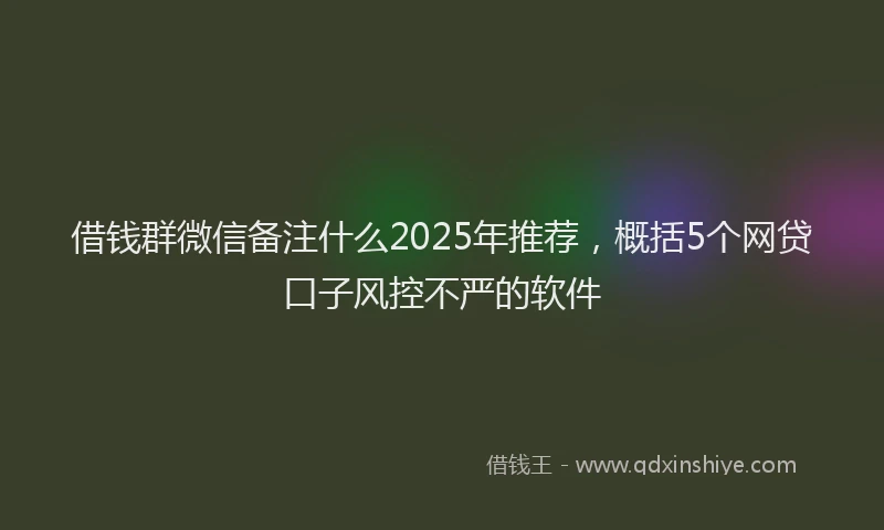 借钱群微信备注什么2025年推荐，概括5个网贷口子风控不严的软件