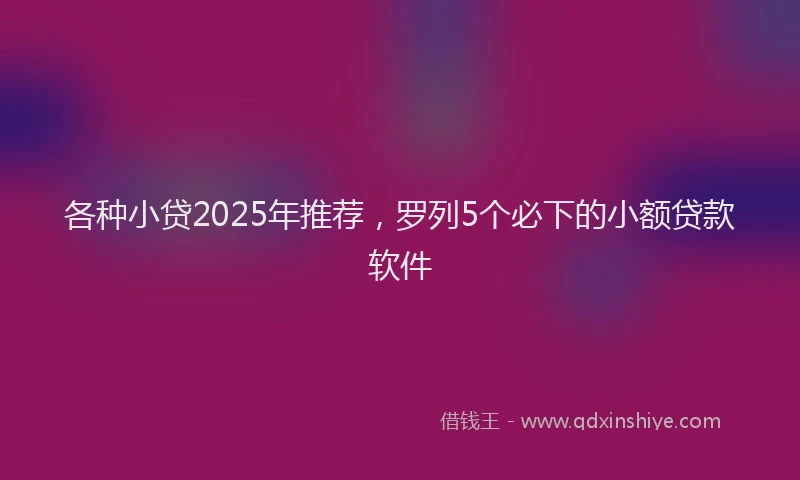 各种小贷2025年推荐，罗列5个必下的小额贷款软件