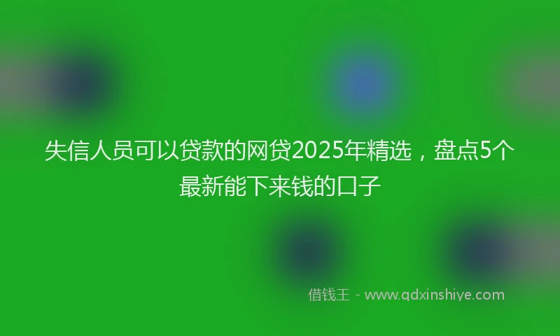 失信人员可以贷款的网贷2025年精选，盘点5个最新能下来钱的口子