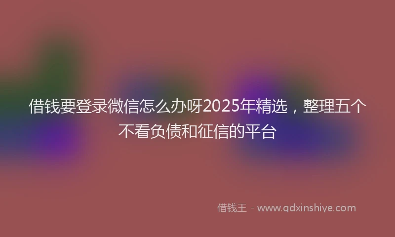 借钱要登录微信怎么办呀2025年精选，整理五个不看负债和征信的平台