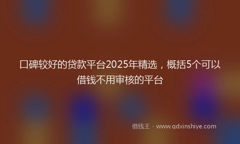 口碑较好的贷款平台2025年精选，概括5个可以借钱不用审核的平台