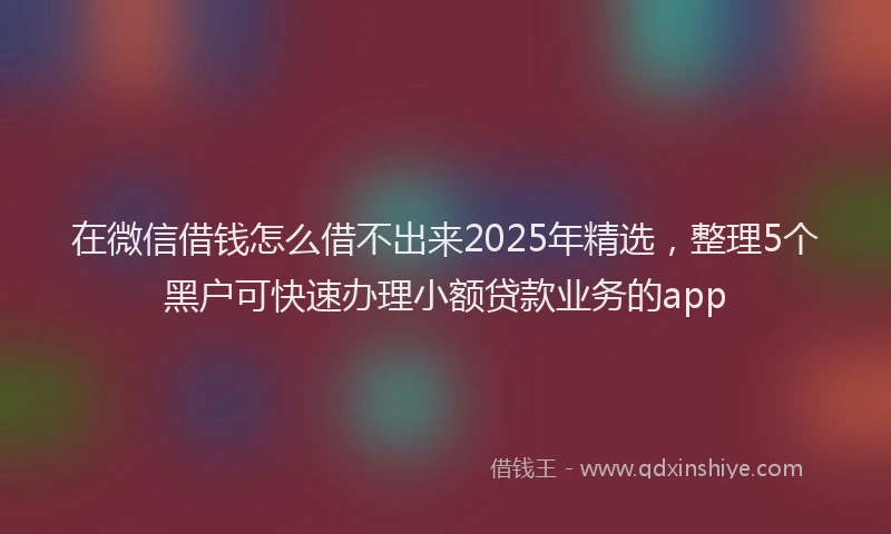 在微信借钱怎么借不出来2025年精选，整理5个黑户可快速办理小额贷款业务的app