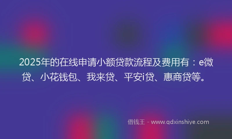 2025年的在线申请小额贷款流程及费用有：e微贷、小花钱包、我来贷、平安i贷、惠商贷等。