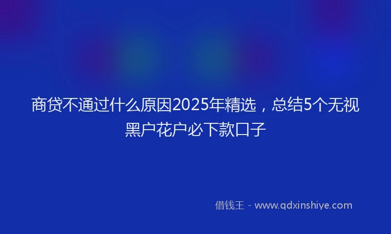 商贷不通过什么原因2025年精选，总结5个无视黑户花户必下款口子