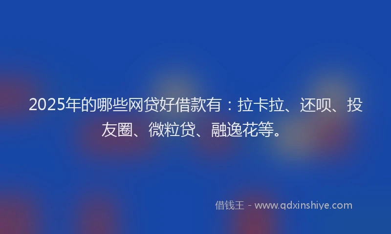 2025年的哪些网贷好借款有：拉卡拉、还呗、投友圈、微粒贷、融逸花等。