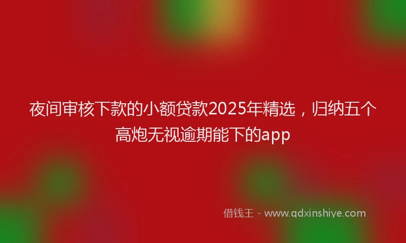 夜间审核下款的小额贷款2025年精选，归纳五个高炮无视逾期能下的app