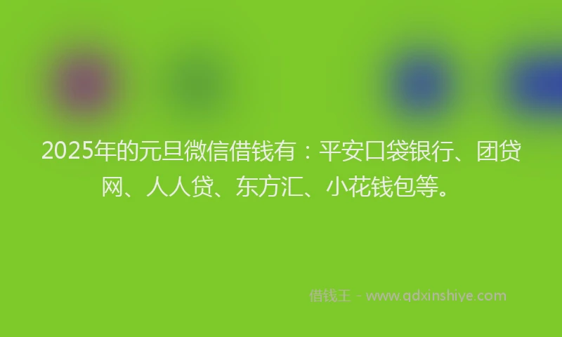 2025年的元旦微信借钱有：平安口袋银行、团贷网、人人贷、东方汇、小花钱包等。