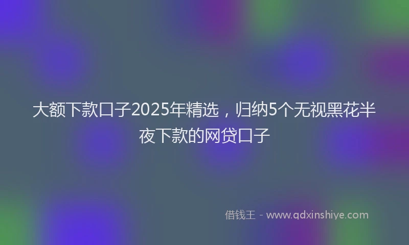 大额下款口子2025年精选，归纳5个无视黑花半夜下款的网贷口子