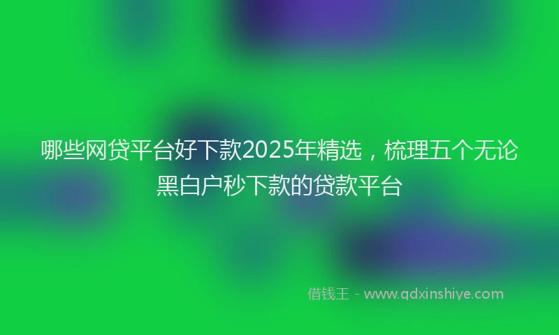 哪些网贷平台好下款2025年精选，梳理五个无论黑白户秒下款的贷款平台
