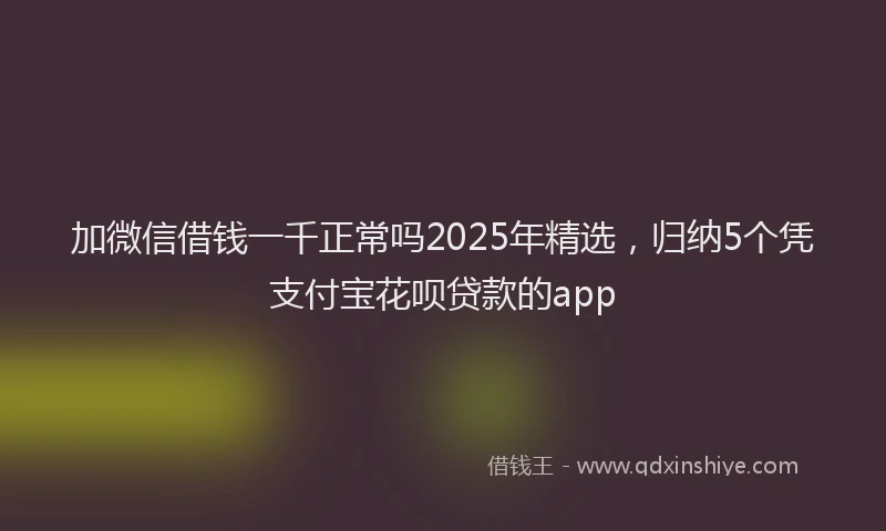 加微信借钱一千正常吗2025年精选，归纳5个凭支付宝花呗贷款的app
