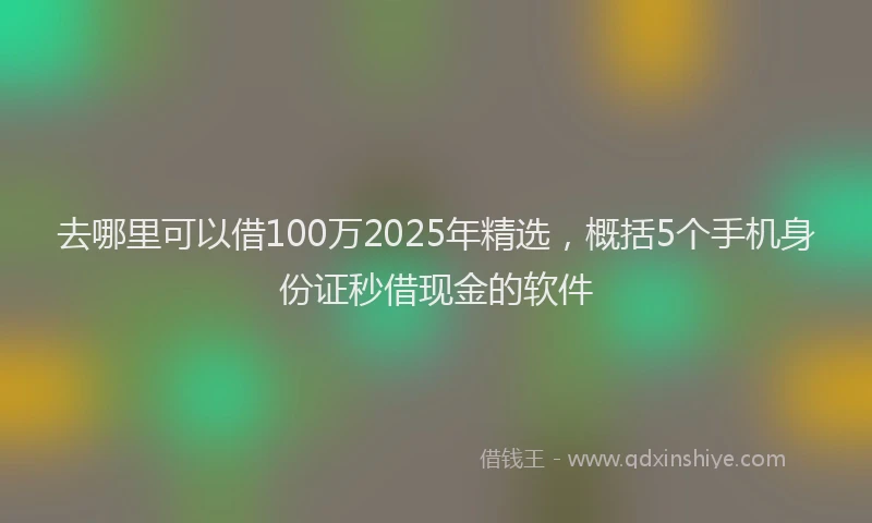 去哪里可以借100万2025年精选，概括5个手机身份证秒借现金的软件