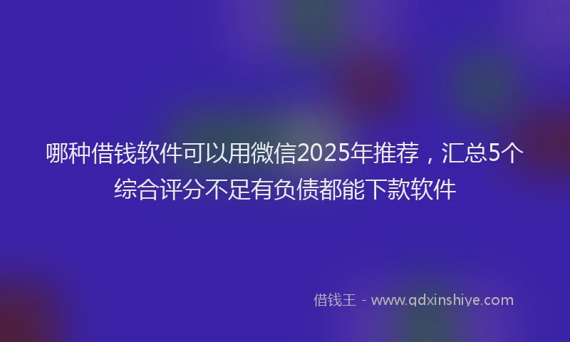 哪种借钱软件可以用微信2025年推荐，汇总5个综合评分不足有负债都能下款软件