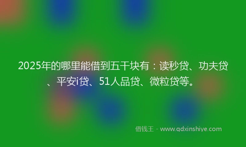 2025年的哪里能借到五干块有：读秒贷、功夫贷、平安i贷、51人品贷、微粒贷等。