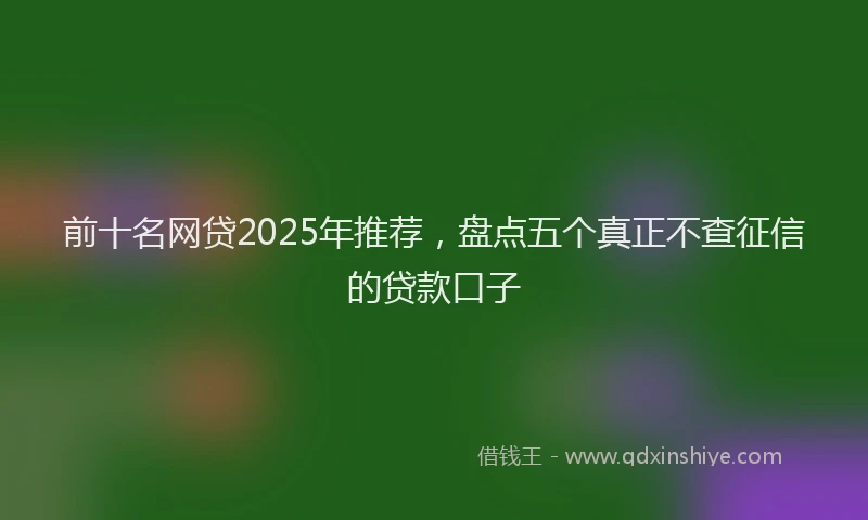 前十名网贷2025年推荐，盘点五个真正不查征信的贷款口子