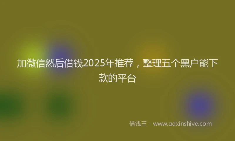 加微信然后借钱2025年推荐，整理五个黑户能下款的平台