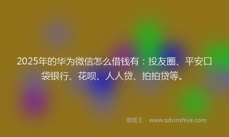 2025年的华为微信怎么借钱有：投友圈、平安口袋银行、花呗、人人贷、拍拍贷等。