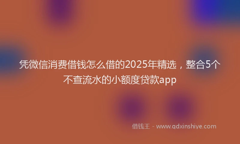凭微信消费借钱怎么借的2025年精选，整合5个不查流水的小额度贷款app