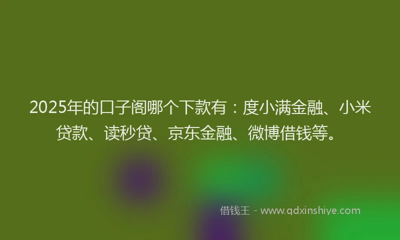 2025年的口子阁哪个下款有：度小满金融、小米贷款、读秒贷、京东金融、微博借钱等。
