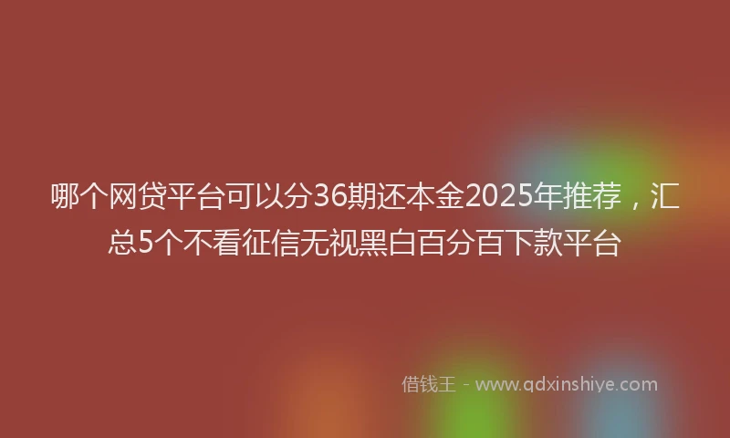 哪个网贷平台可以分36期还本金2025年推荐，汇总5个不看征信无视黑白百分百下款平台