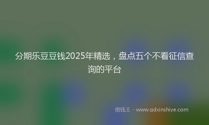 分期乐豆豆钱2025年精选，盘点五个不看征信查询的平台