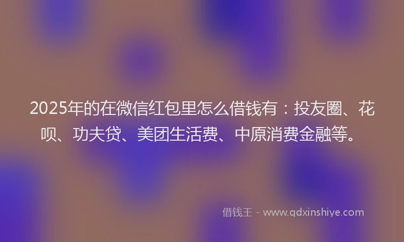 2025年的在微信红包里怎么借钱有：投友圈、花呗、功夫贷、美团生活费、中原消费金融等。