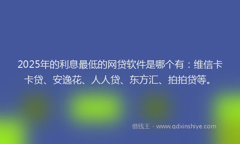 2025年的利息最低的网贷软件是哪个有：维信卡卡贷、安逸花、人人贷、东方汇、拍拍贷等。