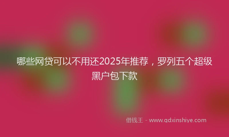哪些网贷可以不用还2025年推荐，罗列五个超级黑户包下款