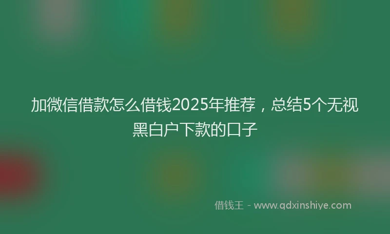 加微信借款怎么借钱2025年推荐，总结5个无视黑白户下款的口子