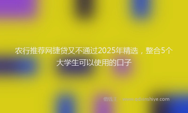 农行推荐网捷贷又不通过2025年精选，整合5个大学生可以使用的口子