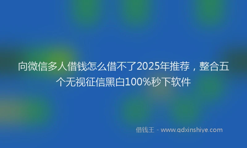 向微信多人借钱怎么借不了2025年推荐，整合五个无视征信黑白100%秒下软件
