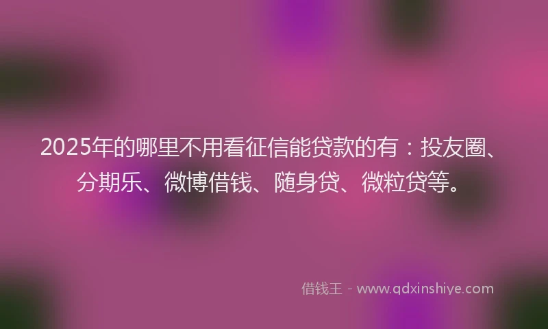 2025年的哪里不用看征信能贷款的有：投友圈、分期乐、微博借钱、随身贷、微粒贷等。