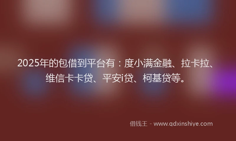 2025年的包借到平台有：度小满金融、拉卡拉、维信卡卡贷、平安i贷、柯基贷等。