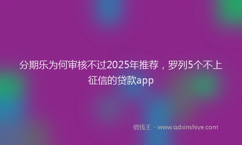分期乐为何审核不过2025年推荐，罗列5个不上征信的贷款app