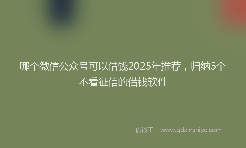 哪个微信公众号可以借钱2025年推荐，归纳5个不看征信的借钱软件
