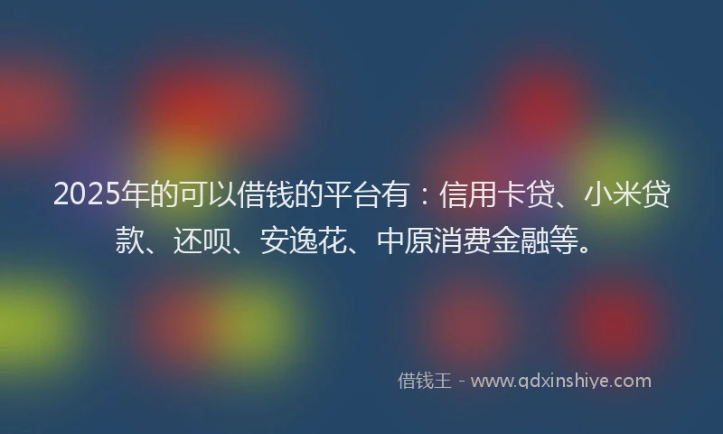 2025年的可以借钱的平台有：信用卡贷、小米贷款、还呗、安逸花、中原消费金融等。