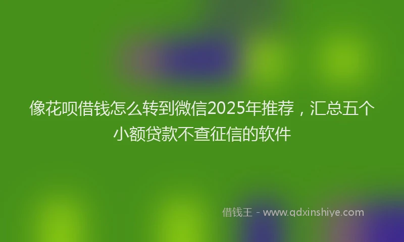 像花呗借钱怎么转到微信2025年推荐，汇总五个小额贷款不查征信的软件