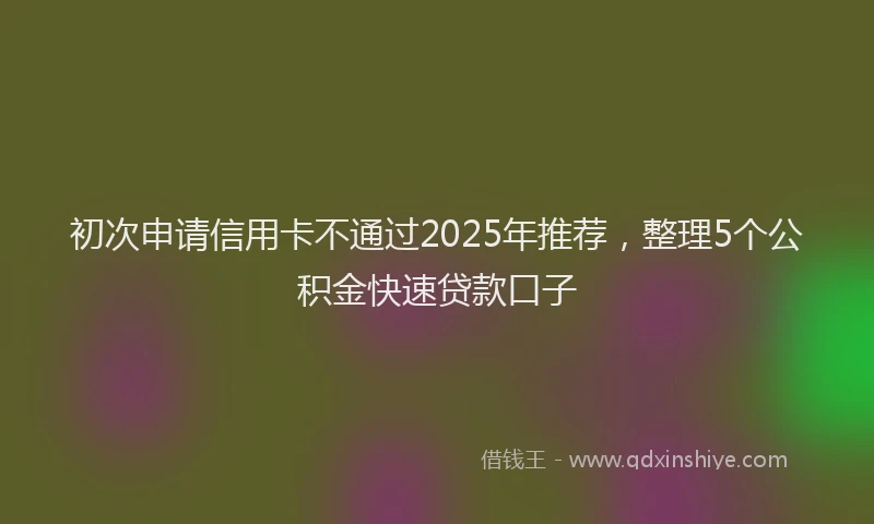 初次申请信用卡不通过2025年推荐，整理5个公积金快速贷款口子