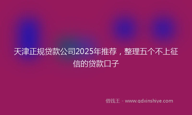 天津正规贷款公司2025年推荐，整理五个不上征信的贷款口子