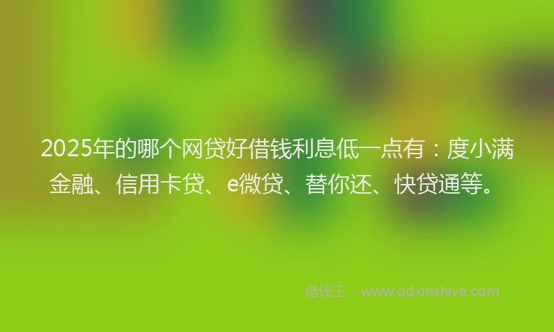 2025年的哪个网贷好借钱利息低一点有：度小满金融、信用卡贷、e微贷、替你还、快贷通等。